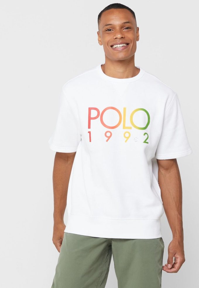 T-shirts blancs à col ras du cou avec logo Ralph Lauren pour hommes