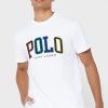 T-shirts blancs à col ras du cou avec logo Ralph Lauren pour hommes