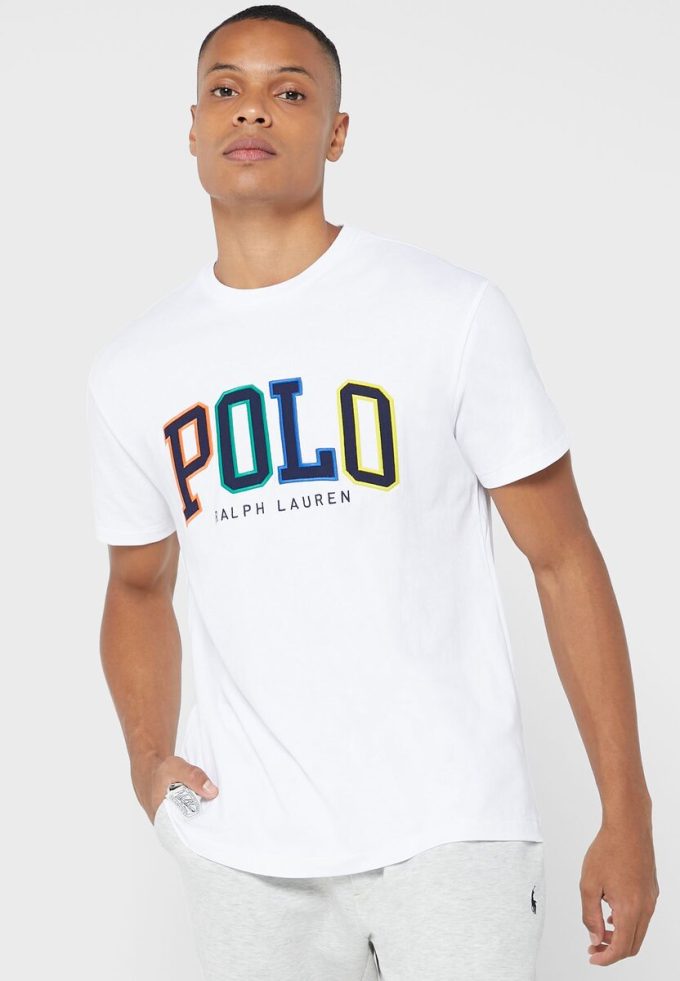 T-shirts blancs à col ras du cou avec logo Ralph Lauren pour hommes