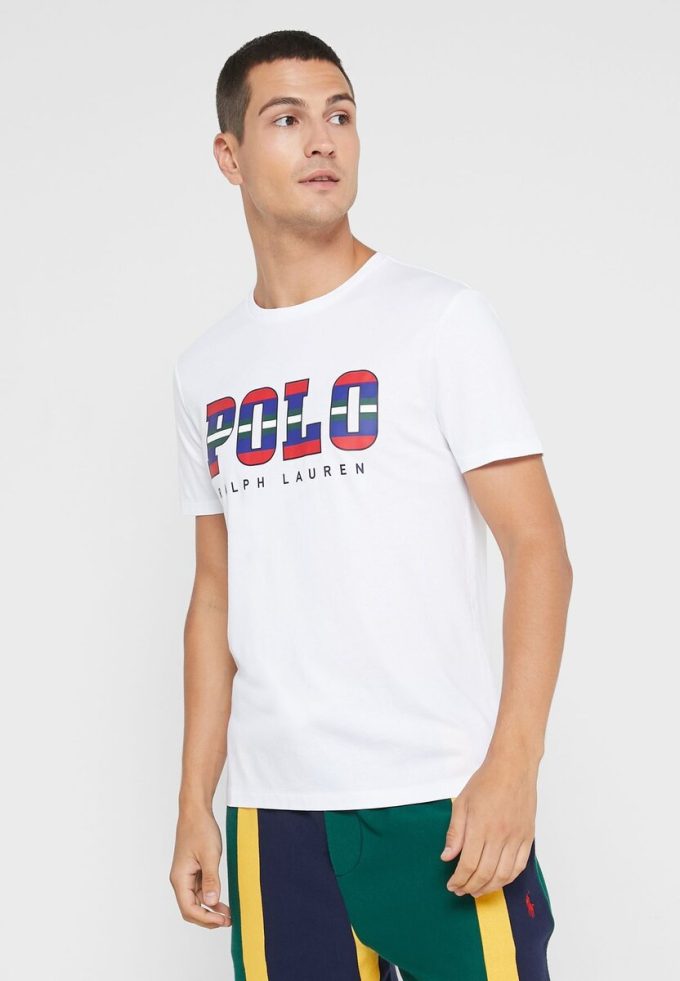 T-shirts blancs à col ras du cou avec logo Ralph Lauren pour hommes