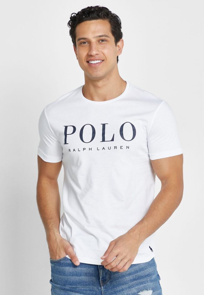T-shirts blancs à col ras du cou avec logo Ralph Lauren pour hommes