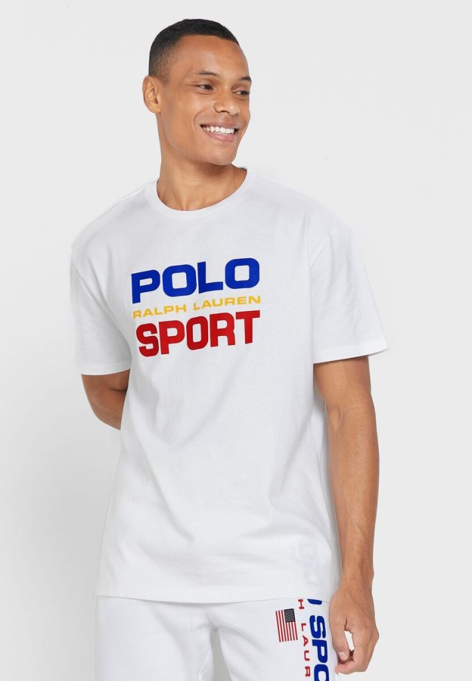 T-shirts blancs à col ras du cou avec logo Ralph Lauren pour hommes