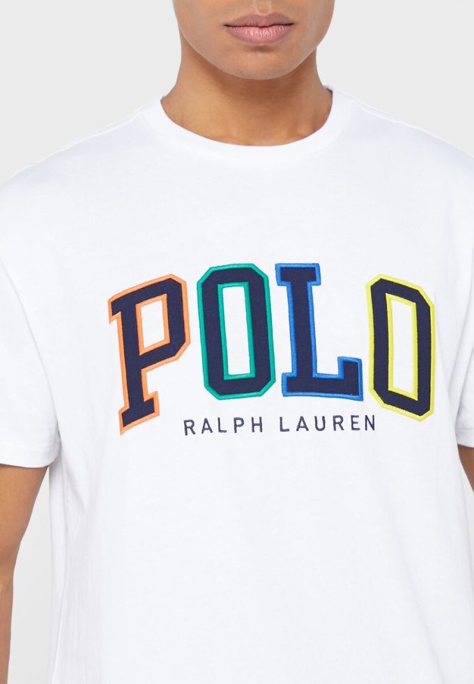 T-shirts blancs à col ras du cou avec logo Ralph Lauren pour hommes