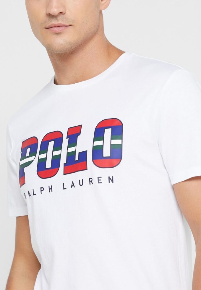 T-shirts blancs à col ras du cou avec logo Ralph Lauren pour hommes