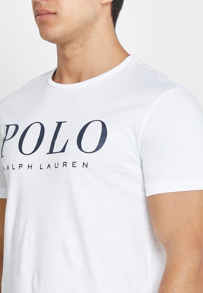 T-shirts blancs à col ras du cou avec logo Ralph Lauren pour hommes