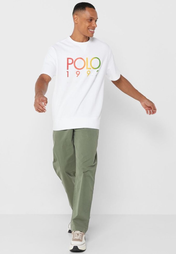 T-shirts blancs à col ras du cou avec logo Ralph Lauren pour hommes