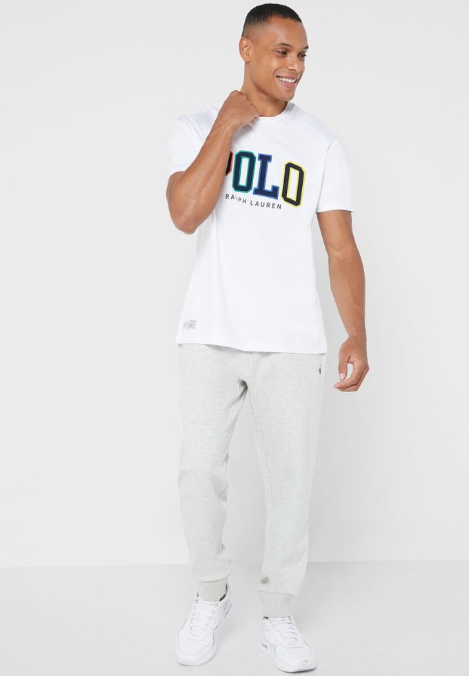 T-shirts blancs à col ras du cou avec logo Ralph Lauren pour hommes