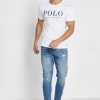 T-shirts blancs à col ras du cou avec logo Ralph Lauren pour hommes