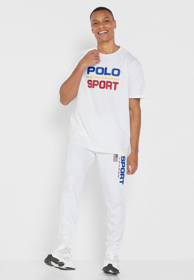 T-shirts blancs à col ras du cou avec logo Ralph Lauren pour hommes