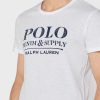 T-shirts blancs à col ras du cou avec slogan Ralph Lauren pour hommes