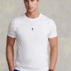 T-shirts blancs à col ras du cou et coupe slim pour homme Ralph Lauren