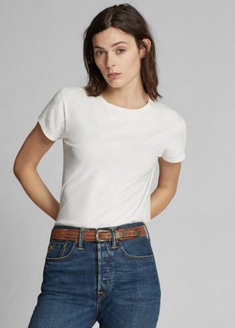 T-shirts blancs à col rond en jersey de coton Ralph Lauren pour femme T-shirts blancs à col rond en jersey de coton Ralph Lauren pour femme