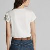 T-shirts blancs à col rond en jersey de coton Ralph Lauren pour femme T-shirts blancs à col rond en jersey de coton Ralph Lauren pour femme