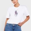 T-shirts blancs à col rond et imprimé graphique Ralph Lauren pour femmes T-shirts blancs à col rond et imprimé graphique Ralph Lauren pour femmes