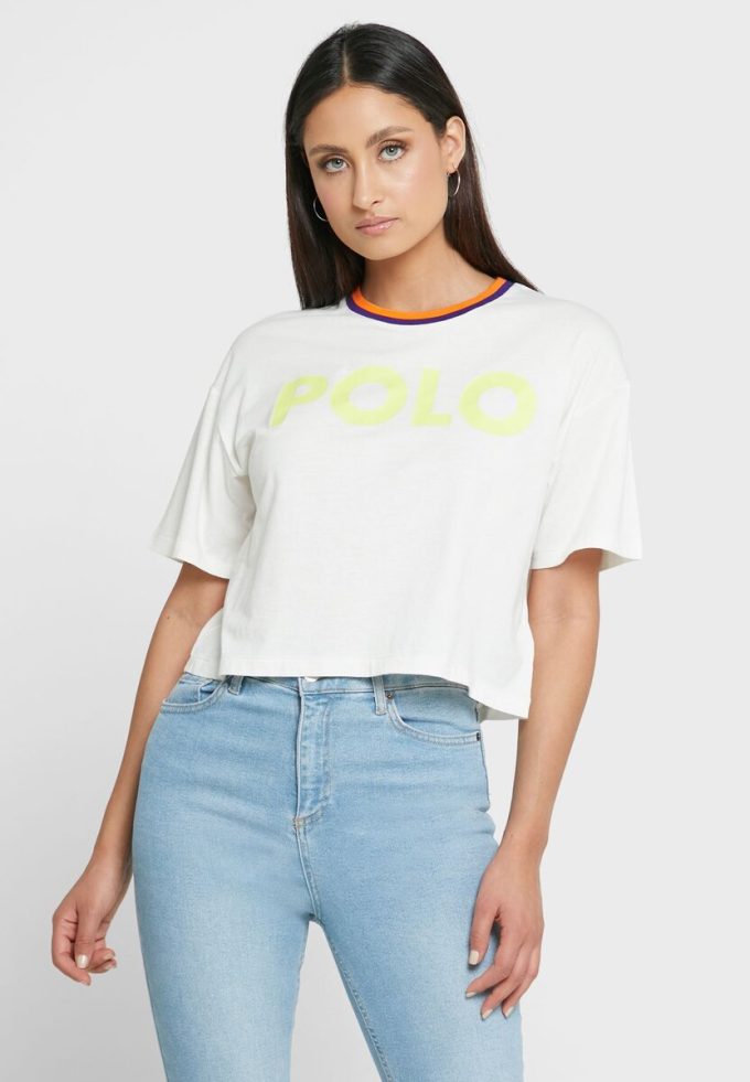 T-shirts blancs à col rond et imprimé graphique Ralph Lauren pour femmes