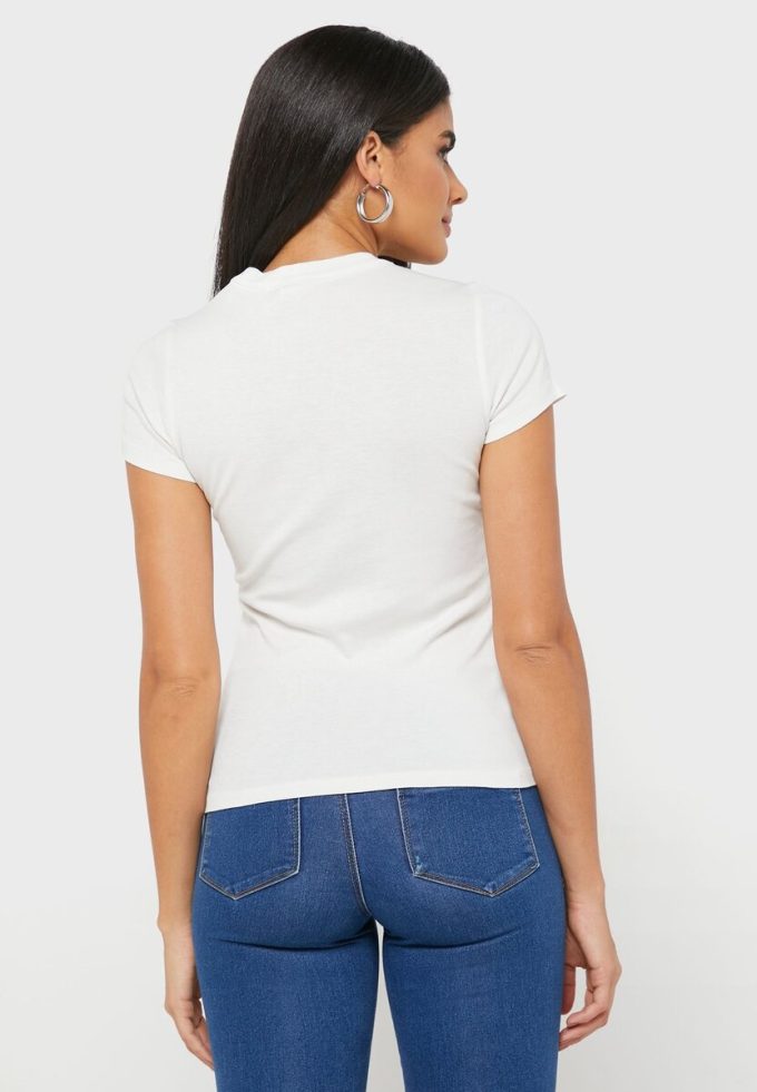 T-shirts blancs à col rond et imprimé graphique Ralph Lauren pour femmes T-shirts blancs à col rond et imprimé graphique Ralph Lauren pour femmes