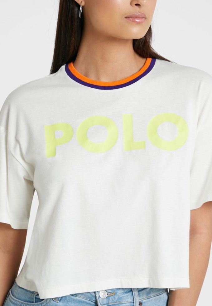 T-shirts blancs à col rond et imprimé graphique Ralph Lauren pour femmes