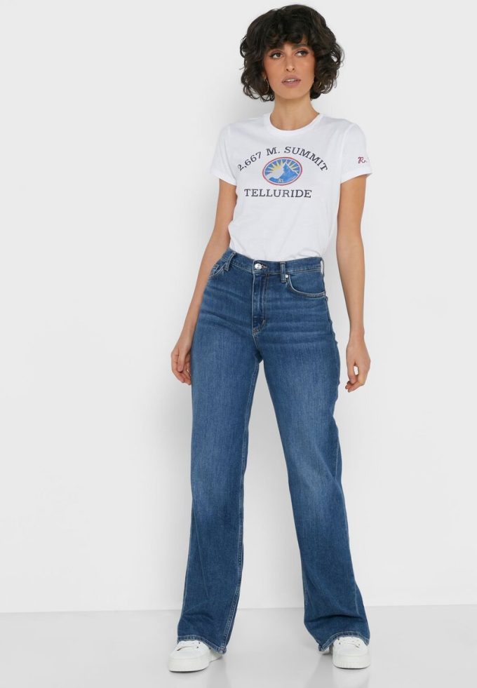 T-shirts blancs à col rond et imprimé graphique Ralph Lauren pour femmes T-shirts blancs à col rond et imprimé graphique Ralph Lauren pour femmes
