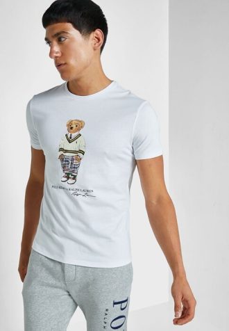 T-shirts blancs à col rond et imprimé graphique Ralph Lauren pour hommes
