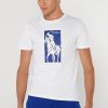 T-shirts blancs à col rond imprimés Ralph Lauren pour hommes