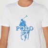 T-shirts blancs à col rond imprimés Ralph Lauren pour hommes