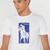 T-shirts blancs à col rond imprimés Ralph Lauren pour hommes