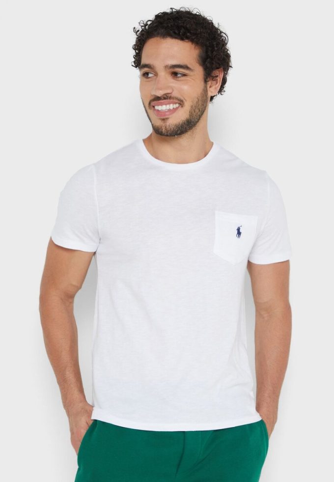 T-shirts blancs à col rond Ralph Lauren Essential pour hommes