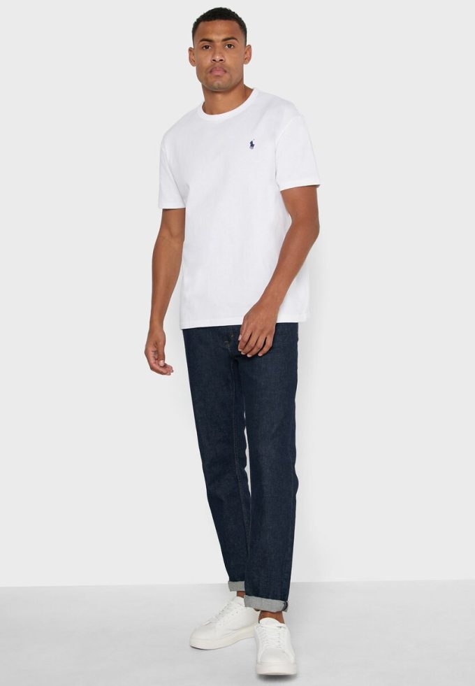 T-shirts blancs à col rond Ralph Lauren Essential pour hommes