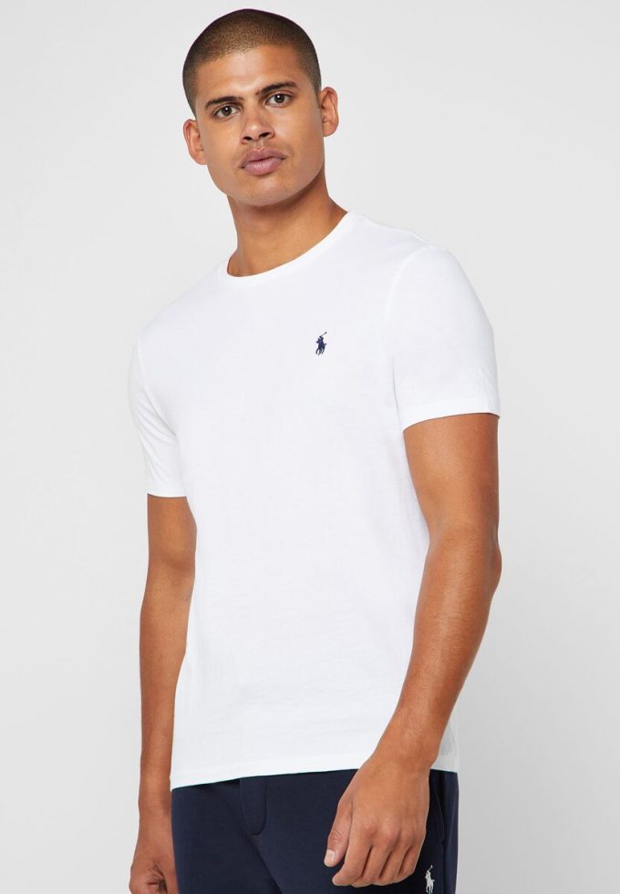T-shirts blancs en coton Ralph Lauren pour hommes, coupe ajustée et personnalisée T-shirts blancs en coton Ralph Lauren pour hommes, coupe ajustée et personnalisée