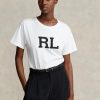 T-shirts blancs en jersey avec logo Ralph Lauren RL pour femme T-shirts blancs en jersey avec logo Ralph Lauren RL pour femme