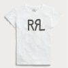 T-shirts blancs en jersey de coton avec logo Ralph Lauren pour femme T-shirts blancs en jersey de coton avec logo Ralph Lauren pour femme