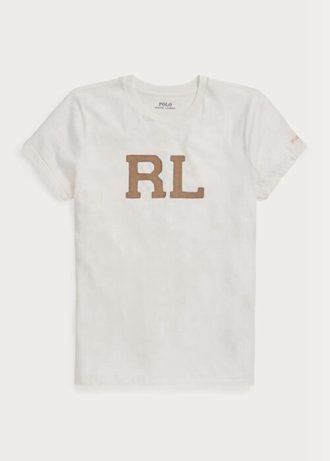 T-shirts blancs en jersey Ralph Lauren RL-Suede-Appliqué pour femme