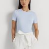 T-shirts bleus en coton extensible Ralph Lauren pour femmes T-shirts bleus en coton extensible Ralph Lauren pour femmes