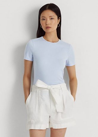 T-shirts bleus en coton extensible Ralph Lauren pour femmes