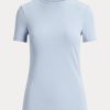 T-shirts bleus en coton extensible Ralph Lauren pour femmes T-shirts bleus en coton extensible Ralph Lauren pour femmes