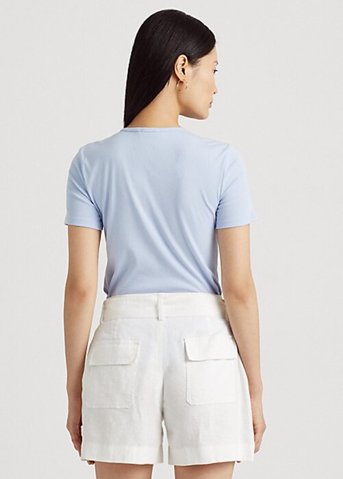 T-shirts bleus en coton extensible Ralph Lauren pour femmes T-shirts bleus en coton extensible Ralph Lauren pour femmes