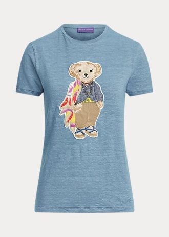T-shirts bleus en coton pour femme Ralph Lauren Island Polo Bear T-shirts bleus en coton pour femme Ralph Lauren Island Polo Bear