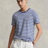 T-shirts bleus en jersey rayé Ralph Lauren Custom Slim Fit pour homme