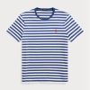 T-shirts bleus en jersey rayé Ralph Lauren Custom Slim Fit pour homme