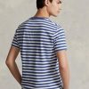 T-shirts bleus en jersey rayé Ralph Lauren Custom Slim Fit pour homme
