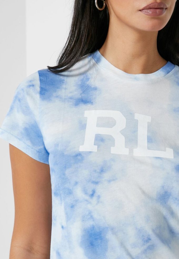 T-shirts bleus à logo imprimé Ralph Lauren pour femmes