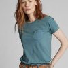 T-shirts bleus à poche en coton indigo Ralph Lauren pour femme