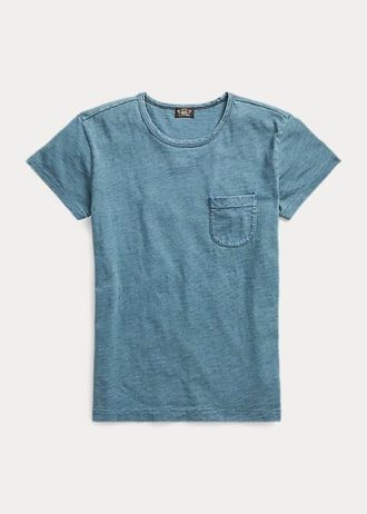 T-shirts bleus à poche en coton indigo Ralph Lauren pour femme T-shirts bleus à poche en coton indigo Ralph Lauren pour femme