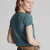 T-shirts bleus à poche en coton indigo Ralph Lauren pour femme