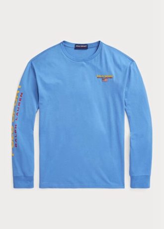 T-shirts bleus Ralph Lauren Classic Fit Polo Sport Jersey pour hommes