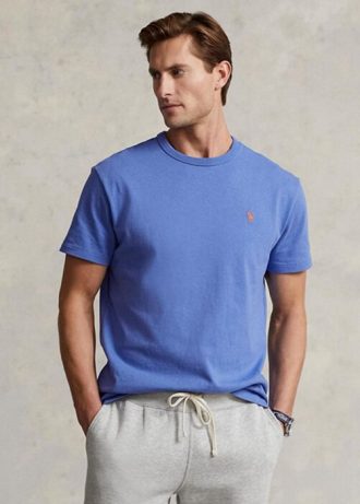 T-shirts bleus Ralph Lauren en jersey épais coupe classique pour homme