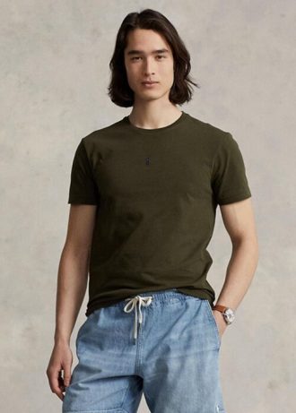 T-shirts à col ras du cou slim fit olive pour homme Ralph Lauren