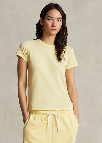 T-shirts à col rond en coton biologique jaune Ralph Lauren pour femme T-shirts à col rond en coton biologique jaune Ralph Lauren pour femme
