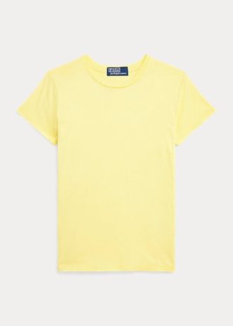 T-shirts à col rond en coton biologique jaune Ralph Lauren pour femme T-shirts à col rond en coton biologique jaune Ralph Lauren pour femme