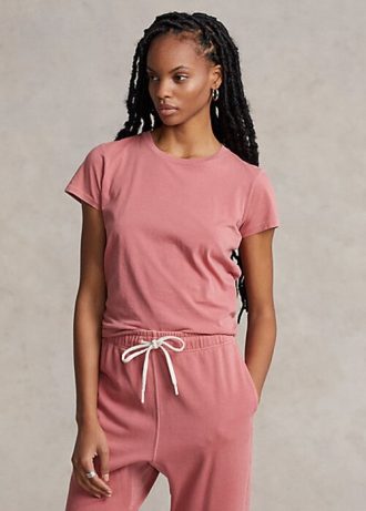 T-shirts à col rond en coton biologique rose Ralph Lauren pour femme T-shirts à col rond en coton biologique rose Ralph Lauren pour femme